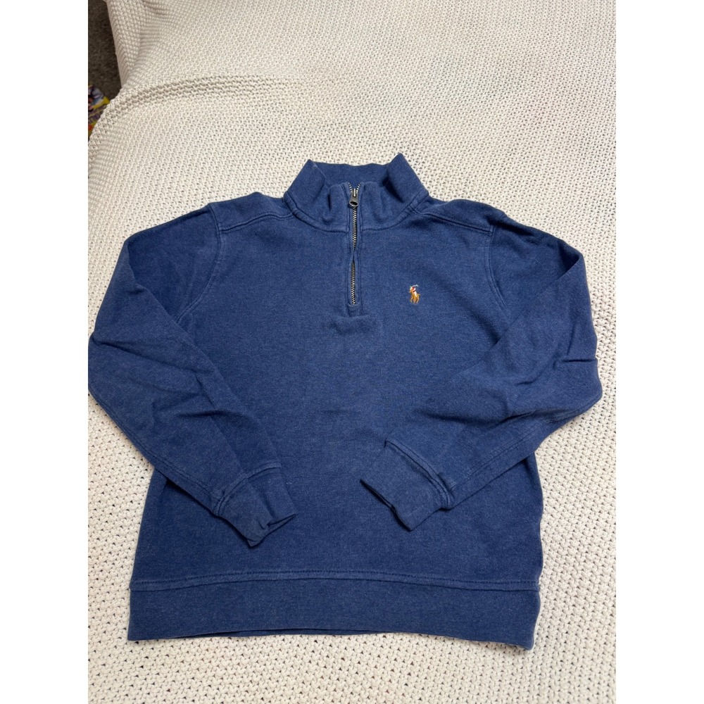 Polo Ralph Lauren Boys Blue Quarter Zip Pullover Sweatshirt Size 7 Pony Logo